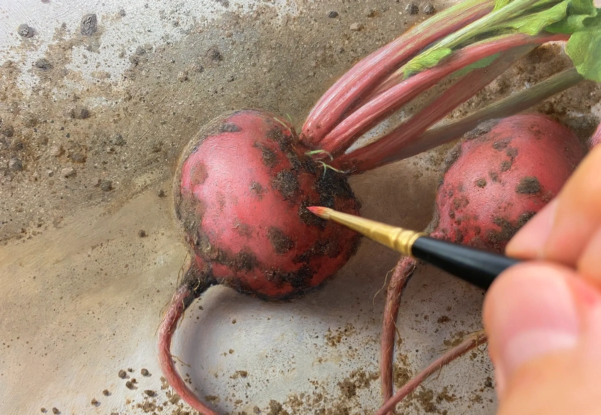 塩谷亮作品《地の脈動》2022年 - 筆致の細部と質感を捉えた拡大画像